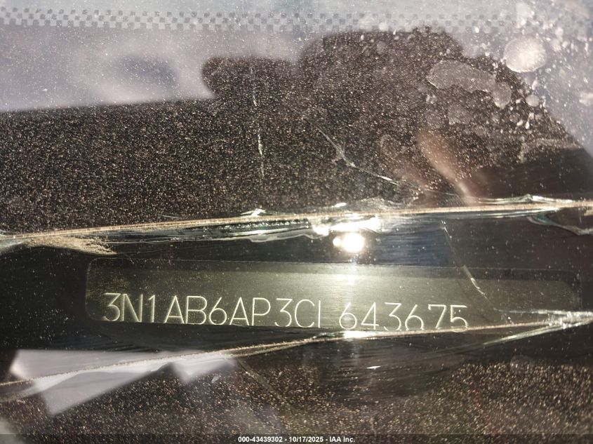 2012 Nissan Sentra 2.0 Sr VIN: 3N1AB6AP3CL643675 Lot: 43439302