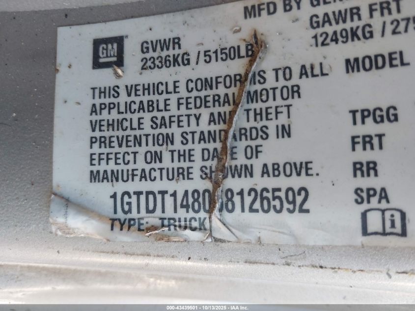 2005 GMC Canyon Sl VIN: 1GTDT148058126592 Lot: 43439501