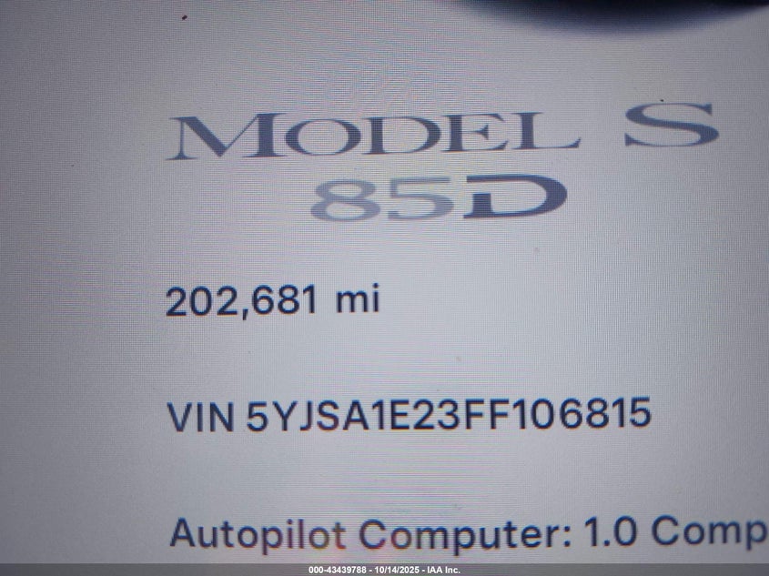 5YJSA1E23FF106815 2015 TESLA MODEL S photo no. 16