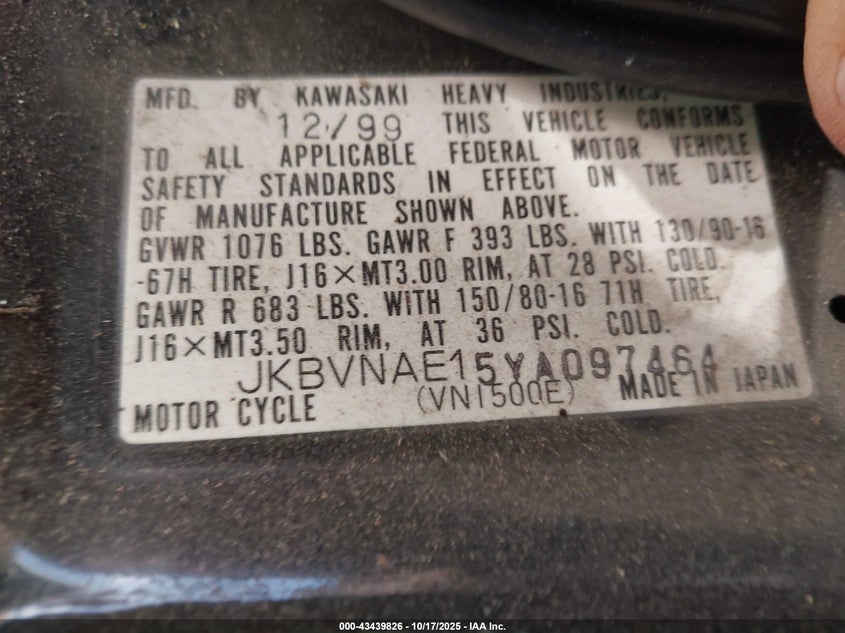 2000 KAWASAKI VN1500 E JKBVNAE15YA097464