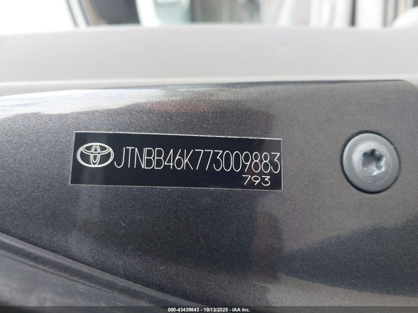 2007 Toyota Camry Hybrid VIN: JTNBB46K773009883 Lot: 43439843
