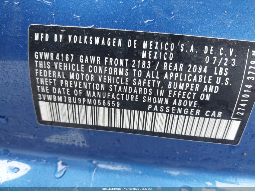 2023 Volkswagen Jetta 1.5T Sport VIN: 3VWBM7BU9PM056559 Lot: 43439980