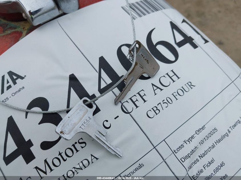 1975 Honda Cb750 VIN: CB750E2414888 Lot: 43440641