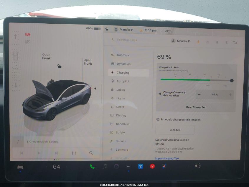 2025 Tesla Model 3 Long Range Rear-Wheel Drive VIN: 5YJ3E1EAXSF017298 Lot: 43440680