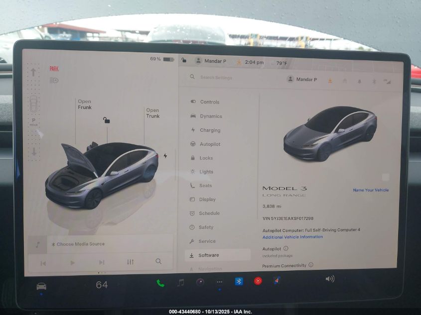 2025 Tesla Model 3 Long Range Rear-Wheel Drive VIN: 5YJ3E1EAXSF017298 Lot: 43440680