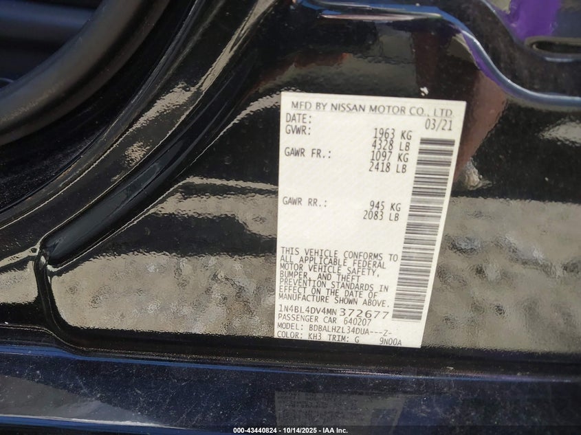 1N4BL4DV4MN372677 2021 NISSAN ALTIMA photo no. 9