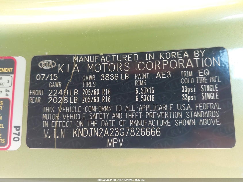 2016 KIA SOUL KNDJN2A23G7826666