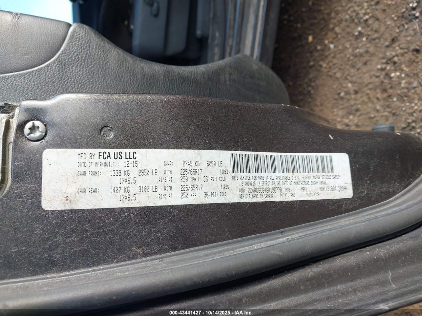 2016 Dodge Grand Caravan Sxt VIN: 2C4RDGCG4GR196778 Lot: 43441427