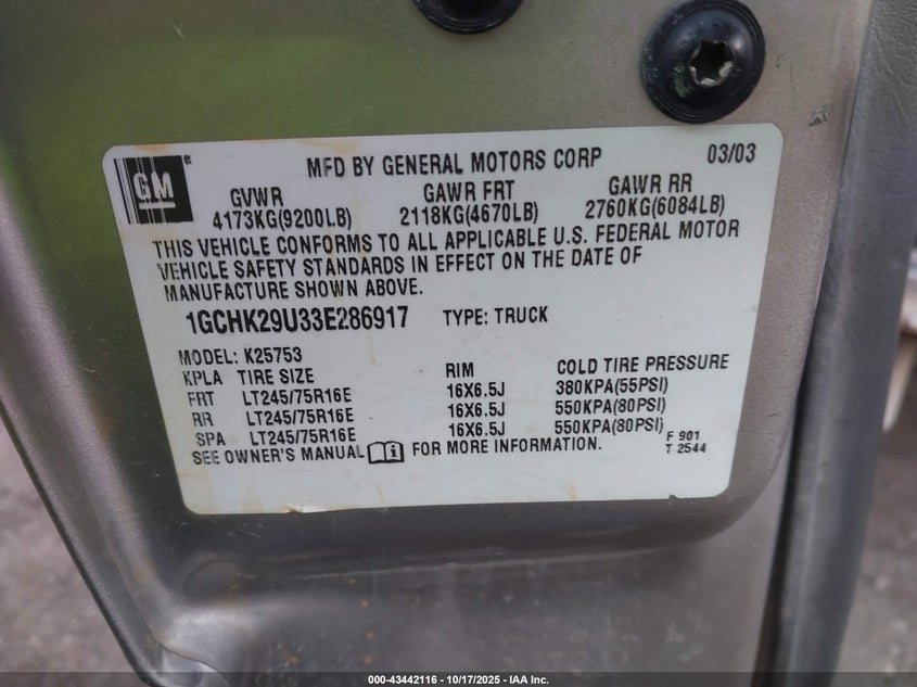 1GCHK29U33E286917 2003 CHEVROLET SILVERADO photo no. 9