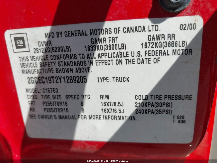 2GCEC19T2Y1289205 2000 CHEVROLET SILVERADO photo no. 9