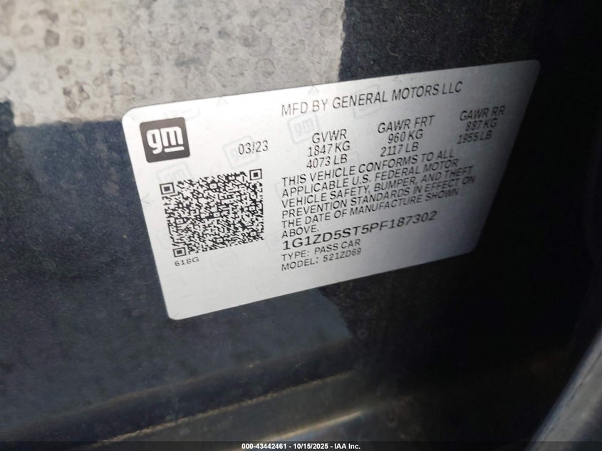 1G1ZD5ST5PF187302 2023 CHEVROLET MALIBU photo no. 9