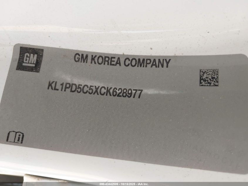 2012 Chevrolet Cruze VIN: KL1PD5C5XCK628977 Lot: 43442506