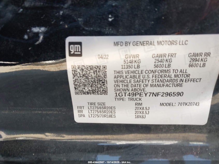 1GT49PEY7NF296590 2022 GMC SIERRA photo no. 9
