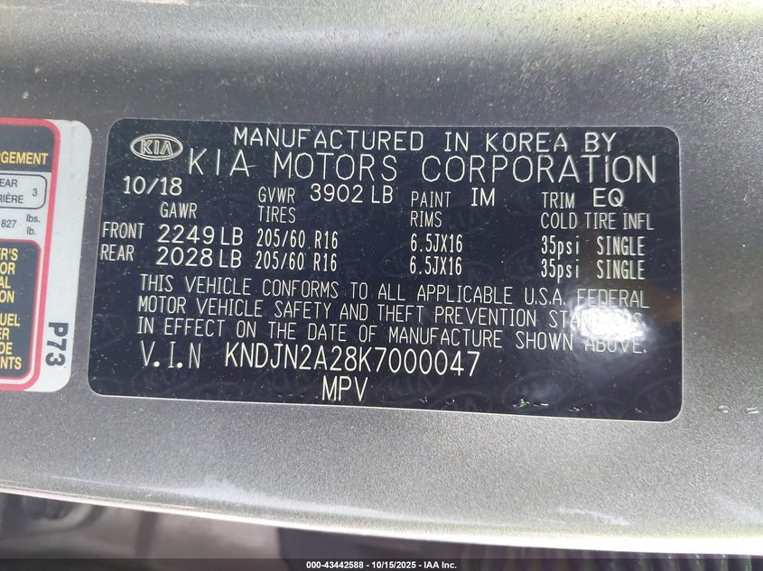 2019 KIA SOUL - KNDJN2A28K7000047