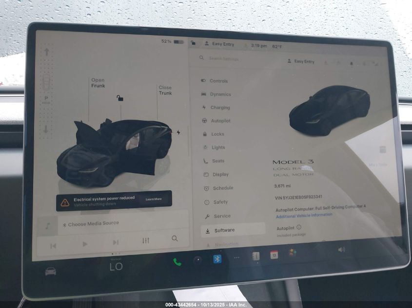 2025 Tesla Model 3 Long Range All-Wheel Drive VIN: 5YJ3E1EB0SF923341 Lot: 43442654