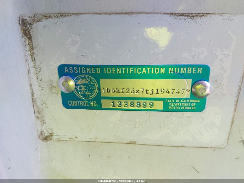 1996 Dodge Ram 2500 VIN: 1B6KF26Z7TJ194747 Lot: 43442739