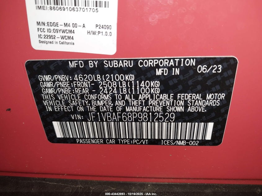 2023 SUBARU WRX PREMIUM JF1VBAF68P9812529