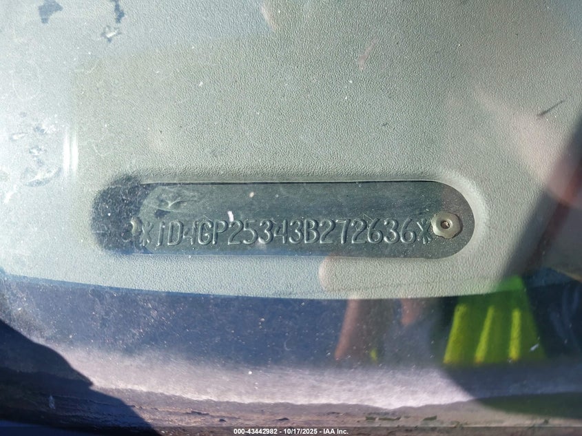 2003 Dodge Caravan Se VIN: 1D4GP25343B272636 Lot: 43442982