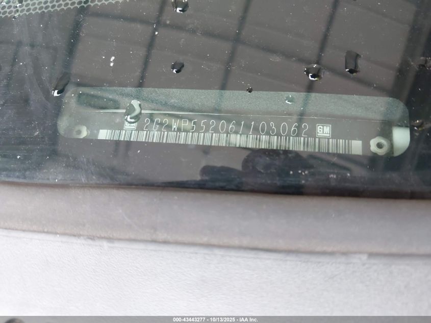 2006 Pontiac Grand Prix VIN: 2G2WP552061103062 Lot: 43443277