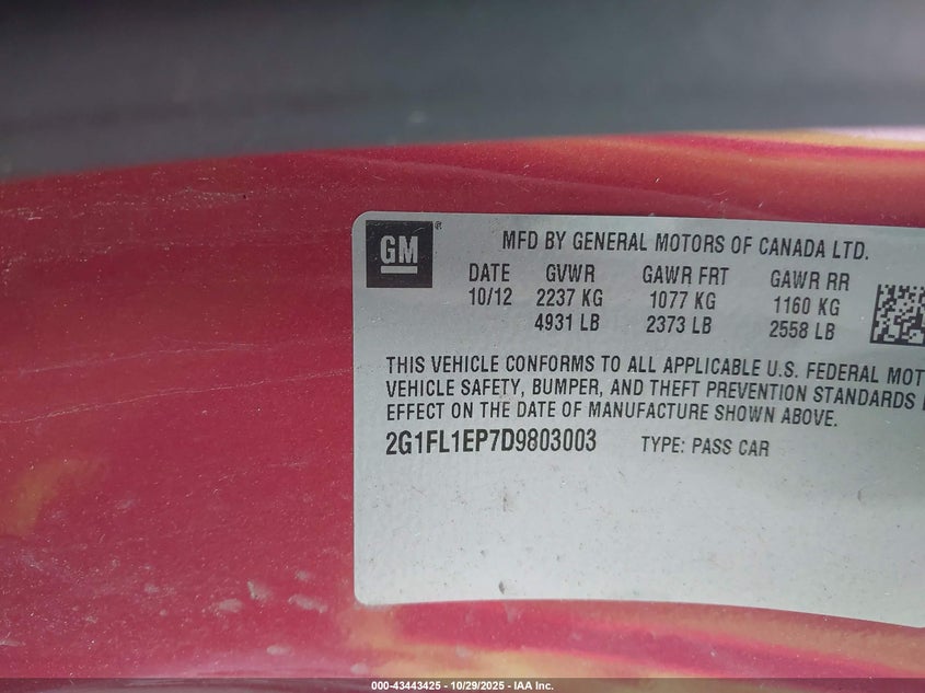 2G1FL1EP7D9803003 2013 CHEVROLET CAMARO photo no. 9