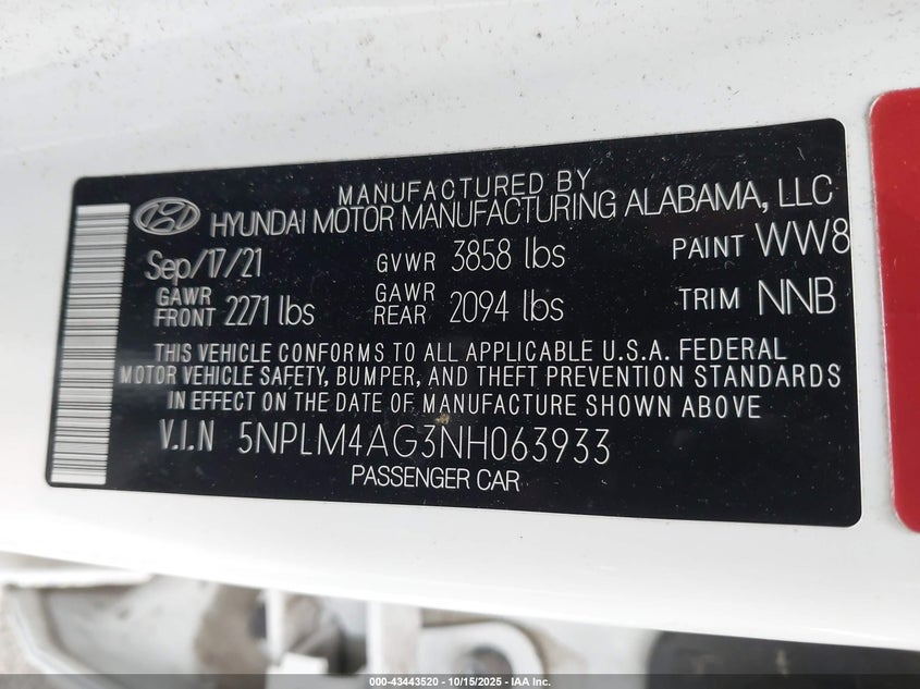 2022 Hyundai Elantra(VIN: 5NPLM4AG3NH063933