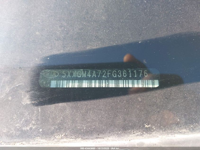 2015 Kia Optima Lx VIN: 5XXGM4A72FG361176 Lot: 43443669