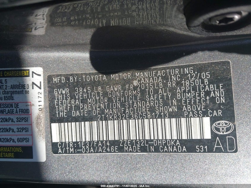 2T1KR32E36C581713 2006 TOYOTA MATRIX photo no. 9