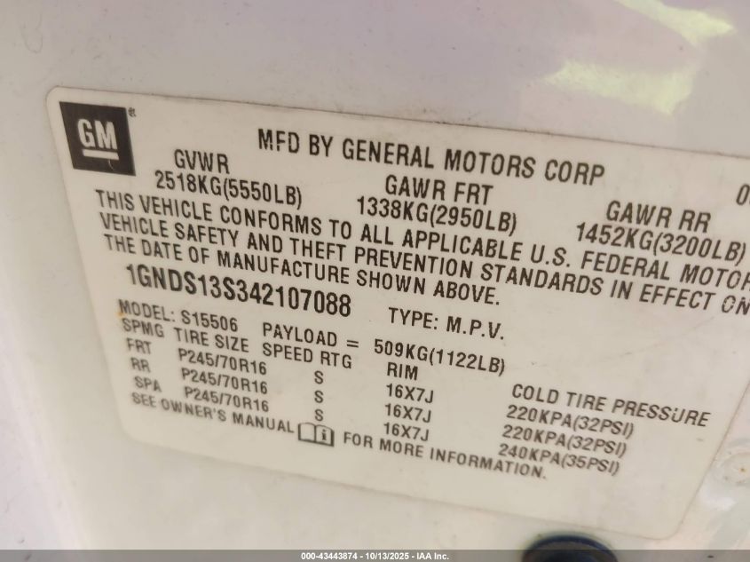 2005 Chevrolet Trailblazer Ls VIN: 1GNDS13S252310586 Lot: 43443874