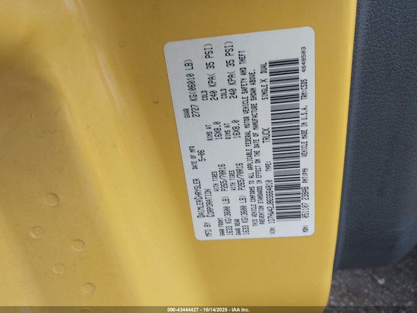 2006 Dodge Dakota Slt VIN: 1D7HW42J86S664810 Lot: 43444427