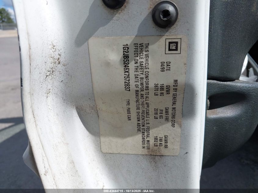 1999 Pontiac Sunfire Se VIN: 1G2JB5246X7572837 Lot: 43444715