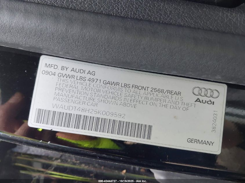 2005 Audi A4 3.0 VIN: WAUDT48H25K009592 Lot: 43444727