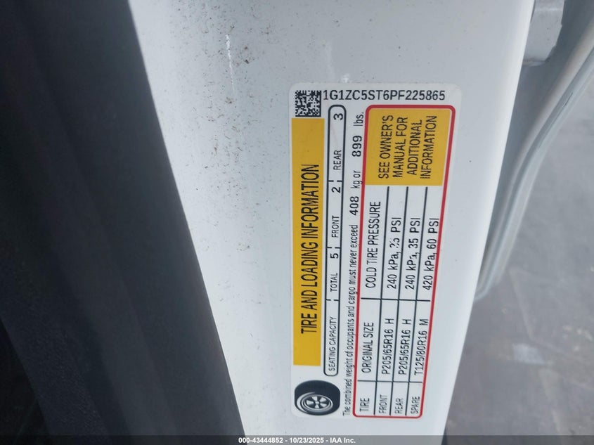 2023 CHEVROLET MALIBU FWD 1FL 1G1ZC5ST6PF225865