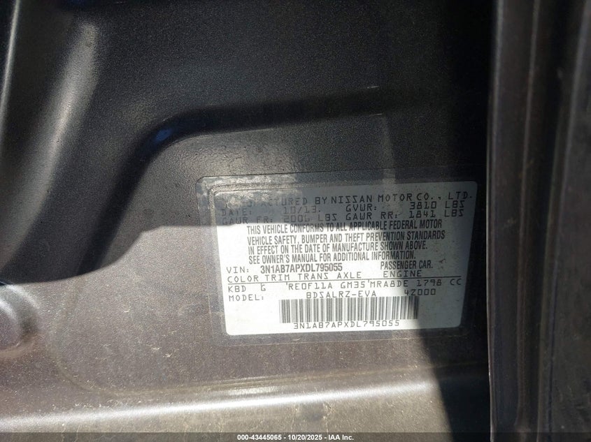 2013 NISSAN SENTRA SR 3N1AB7APXDL795055