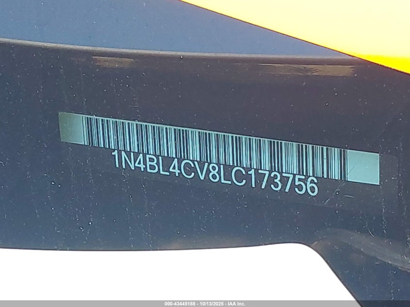 2020 NISSAN ALTIMA SR FWD 1N4BL4CV8LC173756