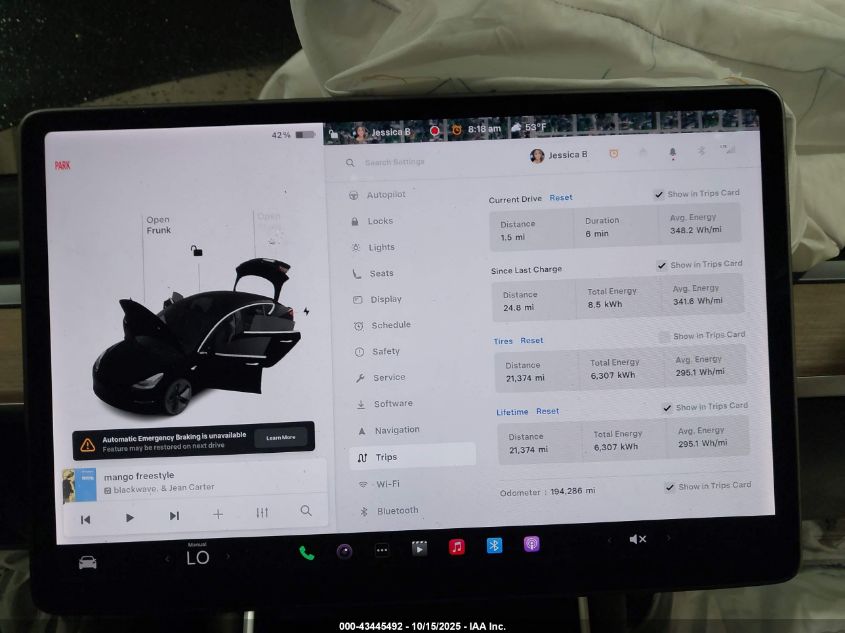 2018 Tesla Model 3 Long Range/Mid Range VIN: 5YJ3E1EA7JF123271 Lot: 43445492