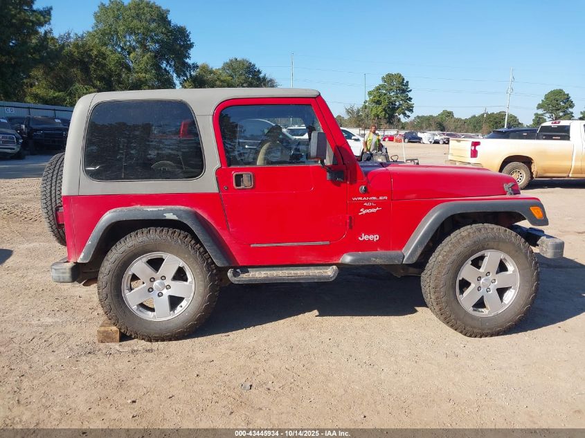 2000 Jeep Wrangler Sport VIN: 1J4FA49S8YP764016 Lot: 43445934