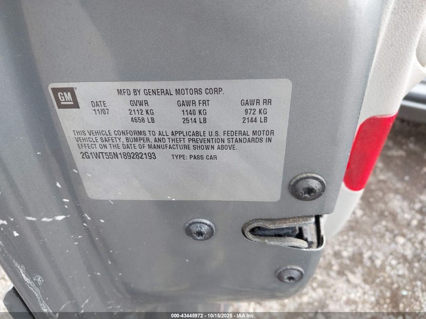 2008 Chevrolet Impala Lt VIN: 2G1WT55N189282193 Lot: 43445972