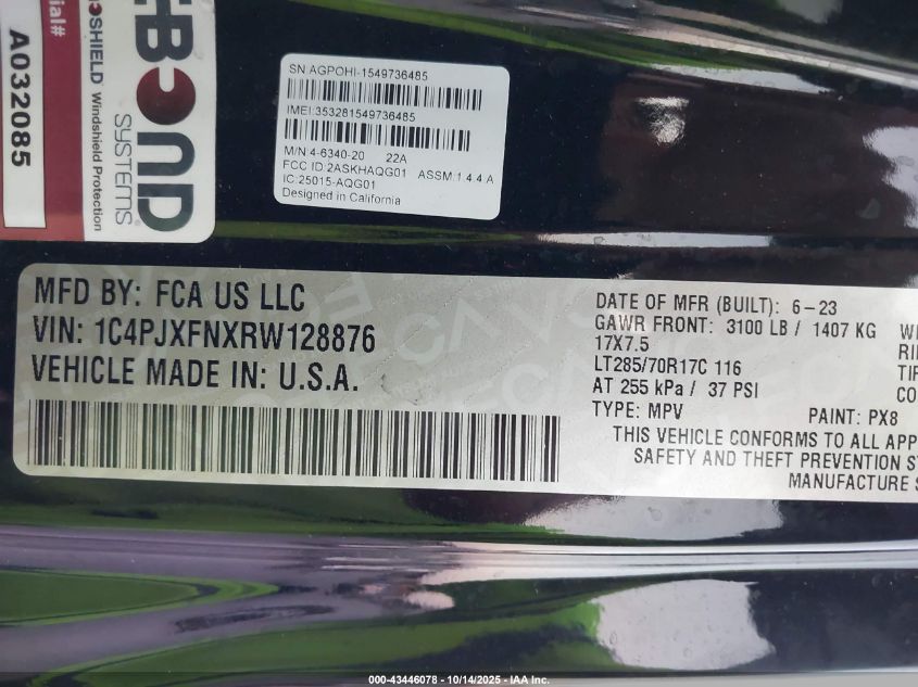 2024 Jeep Wrangler 4-Door Rubicon 4X4 VIN: 1C4PJXFNXRW128876 Lot: 43446078