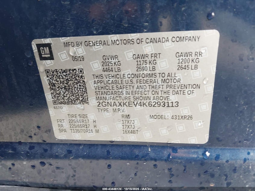 2GNAXKEV4K6293113 2019 CHEVROLET EQUINOX photo no. 9