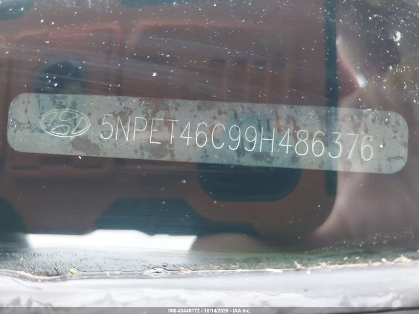 2009 Hyundai Sonata Gls VIN: 5NPET46C99H486376 Lot: 43446172