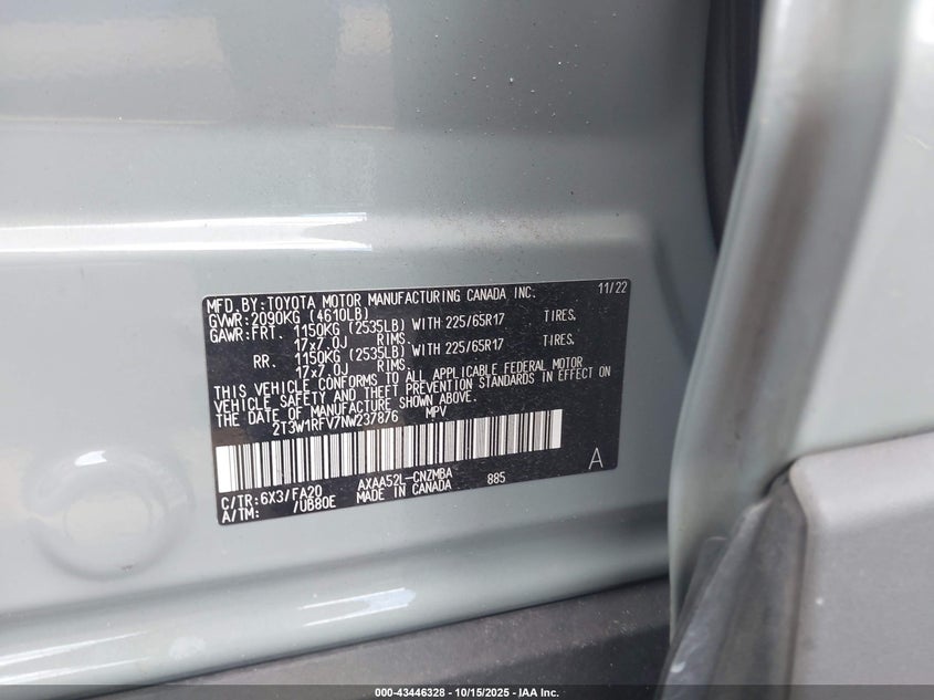 2T3W1RFV7NW237876 2022 TOYOTA RAV 4 photo no. 9