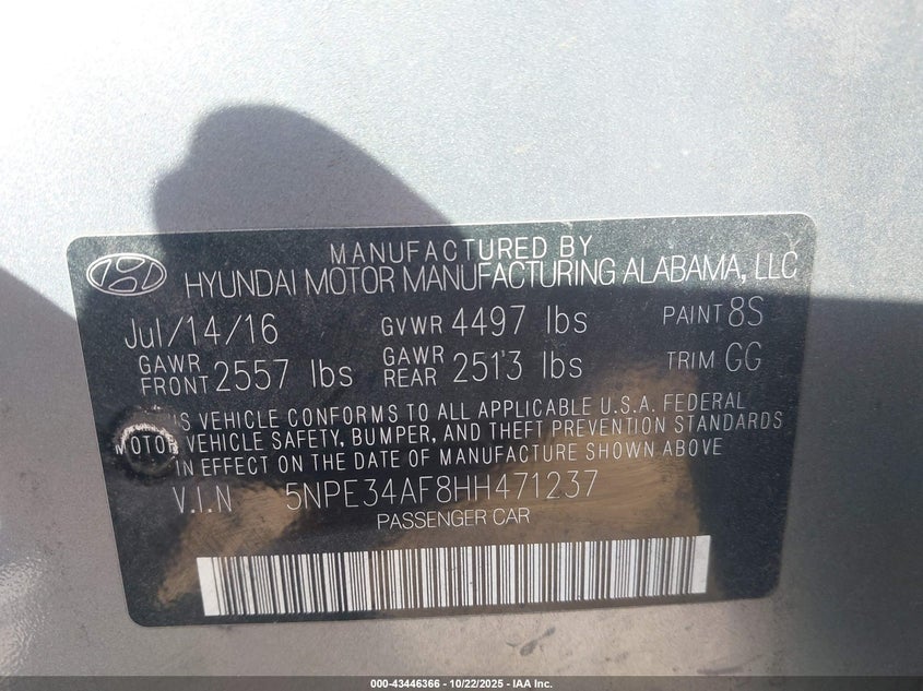 2017 HYUNDAI SONATA LIMITED 5NPE34AF8HH471237