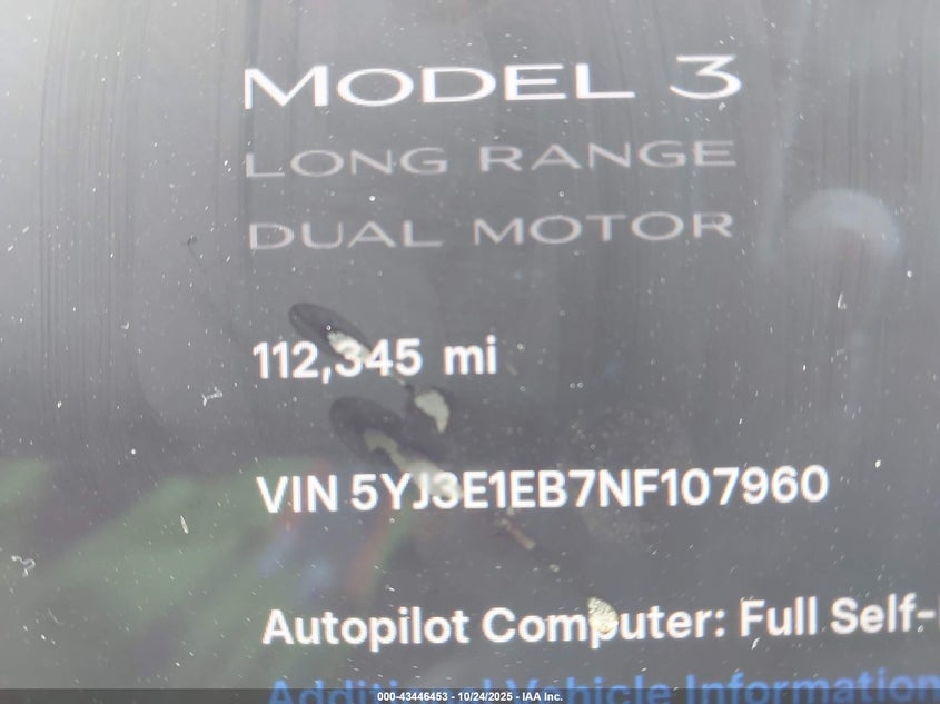5YJ3E1EB7NF107960 2022 TESLA MODEL 3 photo no. 11