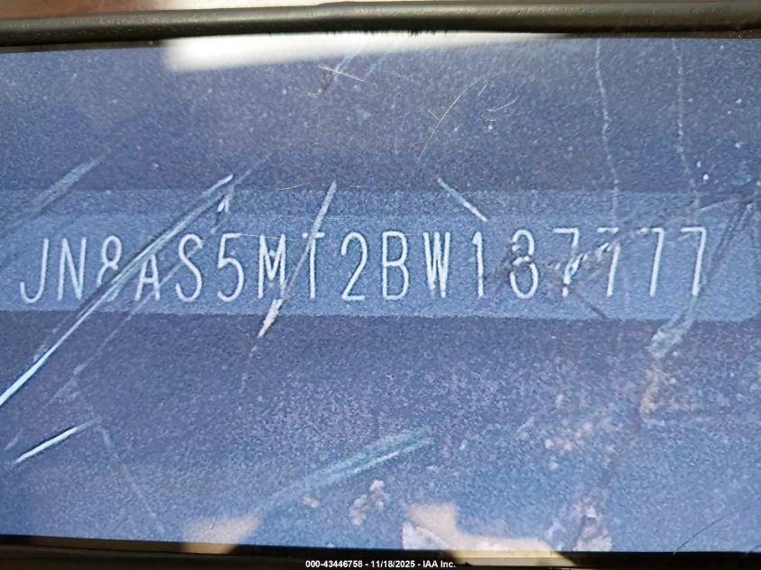 2011 Nissan Rogue Sv VIN: JN8AS5MT2BW187777 Lot: 43446758