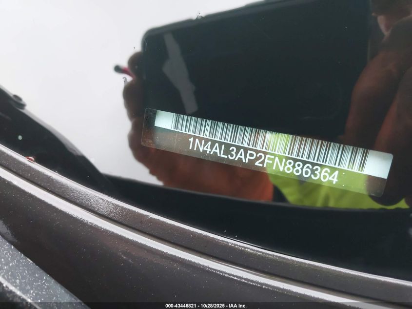2015 Nissan Altima 2.5 Sl VIN: 1N4AL3AP2FN886364 Lot: 43446821