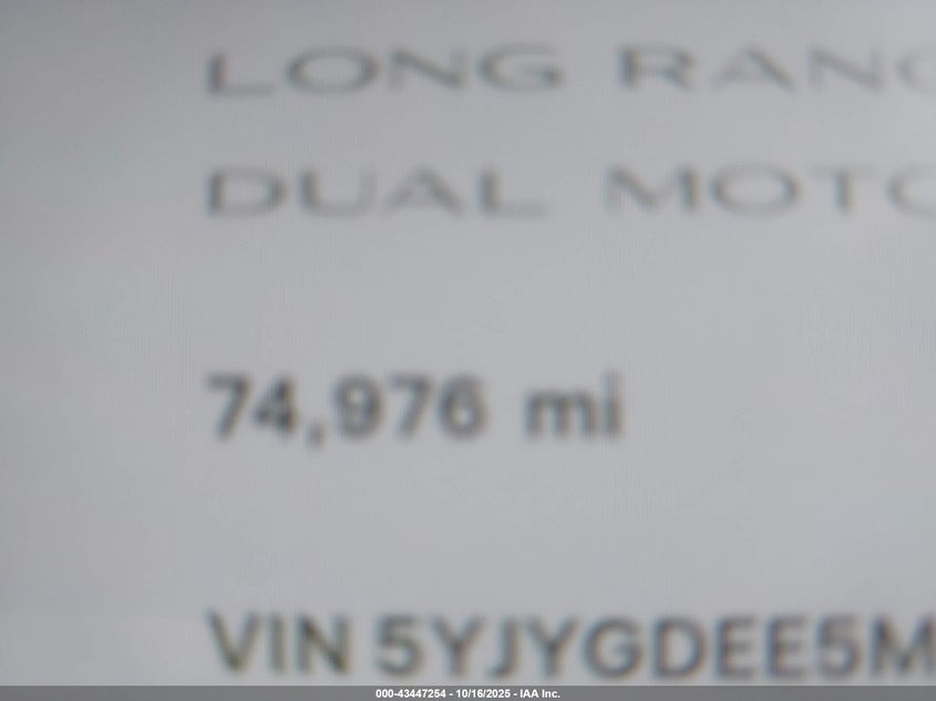 2021 Tesla Model Y Long Range Dual Motor All-Wheel Drive VIN: 5YJYGDEE5MF260055 Lot: 43447254