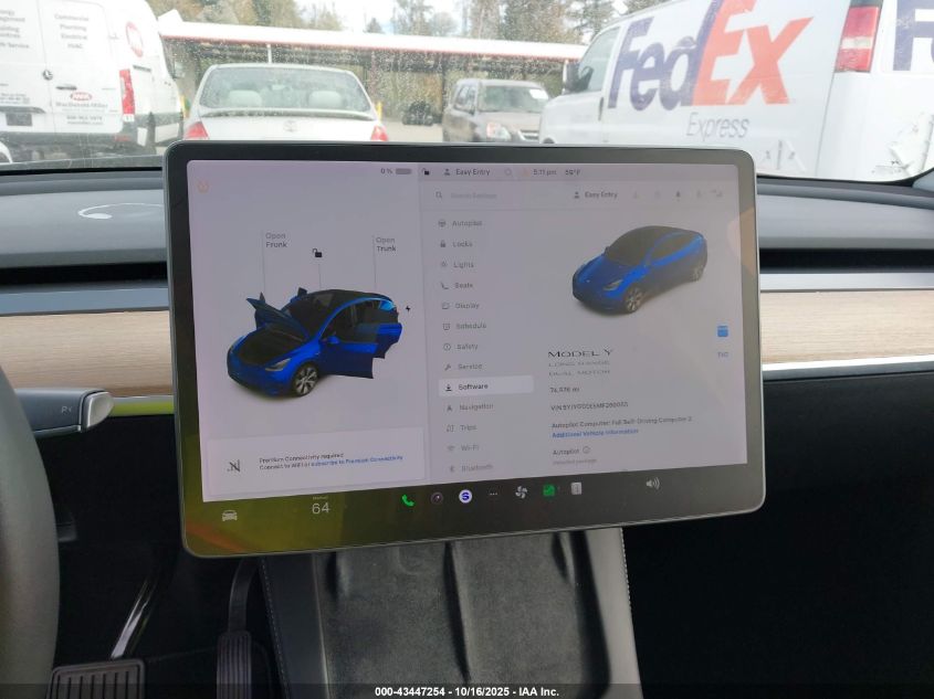 2021 Tesla Model Y Long Range Dual Motor All-Wheel Drive VIN: 5YJYGDEE5MF260055 Lot: 43447254