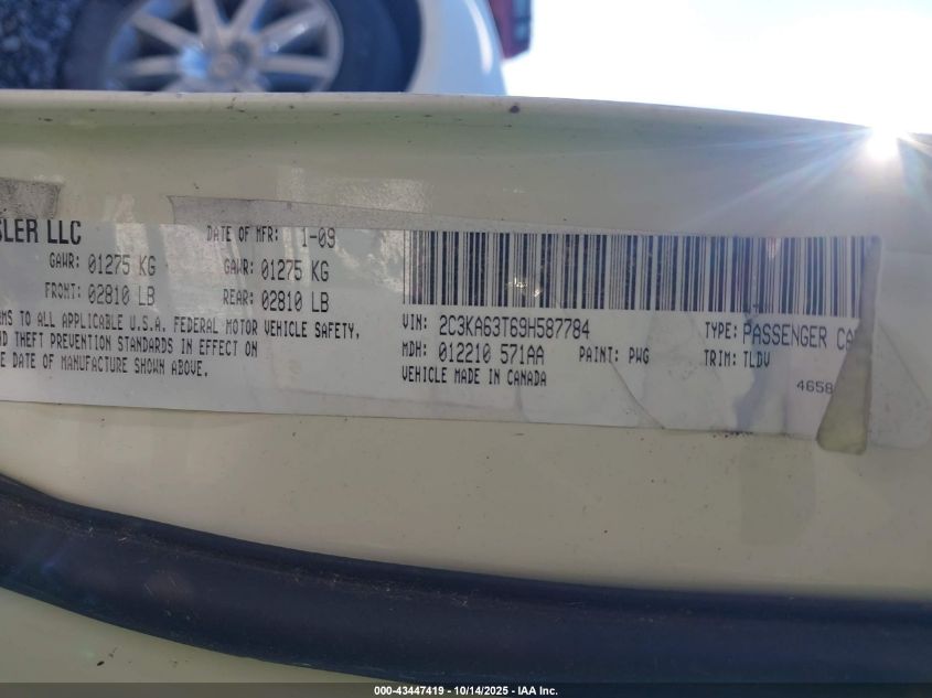 2009 Chrysler 300C Hemi VIN: 2C3KA63T69H587784 Lot: 43447419