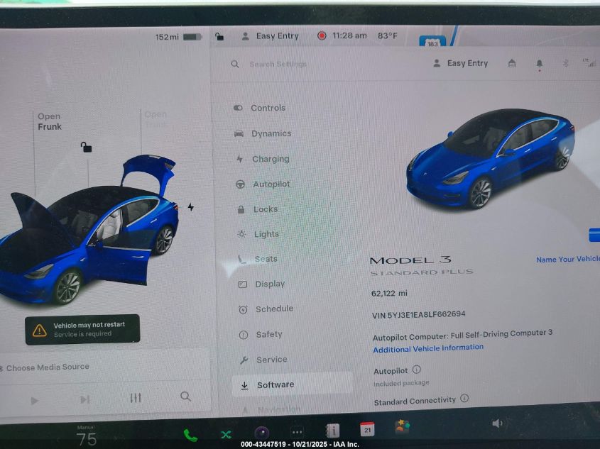 2020 Tesla Model 3 VIN: 5YJ3E1EA8LF662694 Lot: 43447519