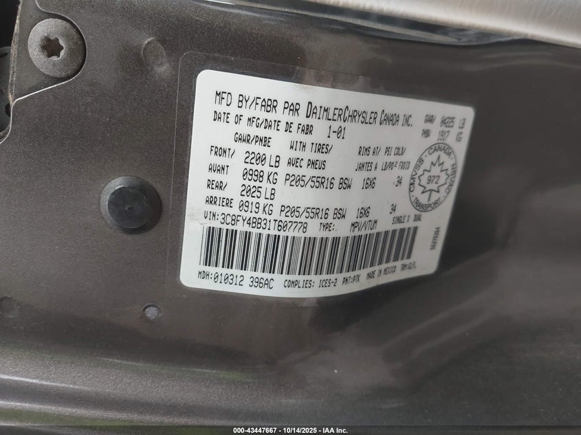3C8FY4BB31T607778 2001 CHRYSLER PT CRUISER photo no. 9